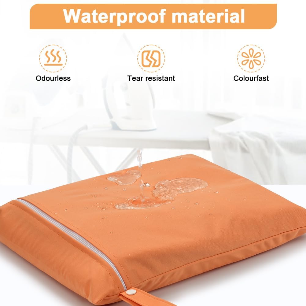 2PCS Wet Bags, Waterproof Travel Laundry Bag, Reusable Cloth Diaper Bags with Handle & Zipper, Washable Travel Tote Organizer Yoga Bag for Baby Items, Wet Swimsuits, Beach, Gym, Camping (Black)