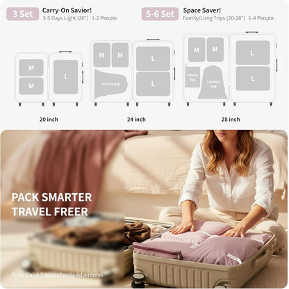 Compression Packing Cubes Set, Ultralight Expandable Travel Packing Organizers for Carry on Luggage (Grey)