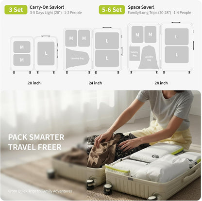 Compression Packing Cubes Set, Ultralight Expandable Travel Packing Organizers for Carry on Luggage (Grey)