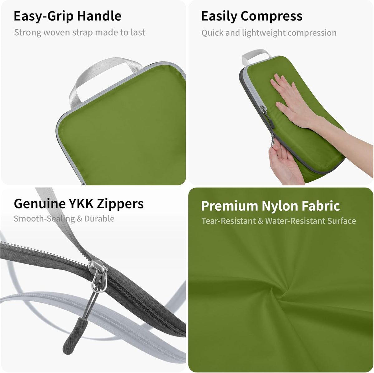 Compression Packing Cubes Set, Ultralight Expandable Travel Packing Organizers for Carry on Luggage (Grey)