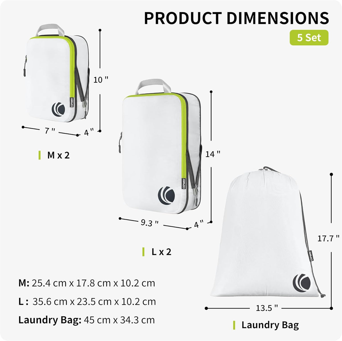 Compression Packing Cubes Set, Ultralight Expandable Travel Packing Organizers for Carry on Luggage (Grey)