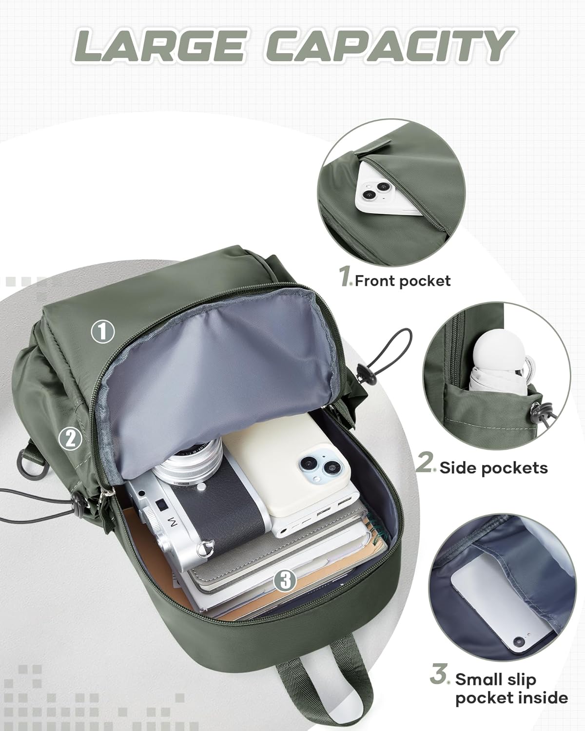 Small Black Sling Crossbody Backpack Shoulder Bag for Men Women, Lightweight One Strap Back Pack Sling Bag Backpack for Hiking Walking Biking Travel Cycling USB Charger Port-Nylon