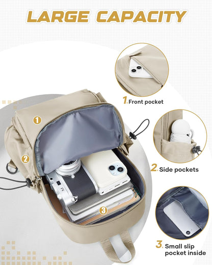 Small Black Sling Crossbody Backpack Shoulder Bag for Men Women, Lightweight One Strap Back Pack Sling Bag Backpack for Hiking Walking Biking Travel Cycling USB Charger Port-Nylon