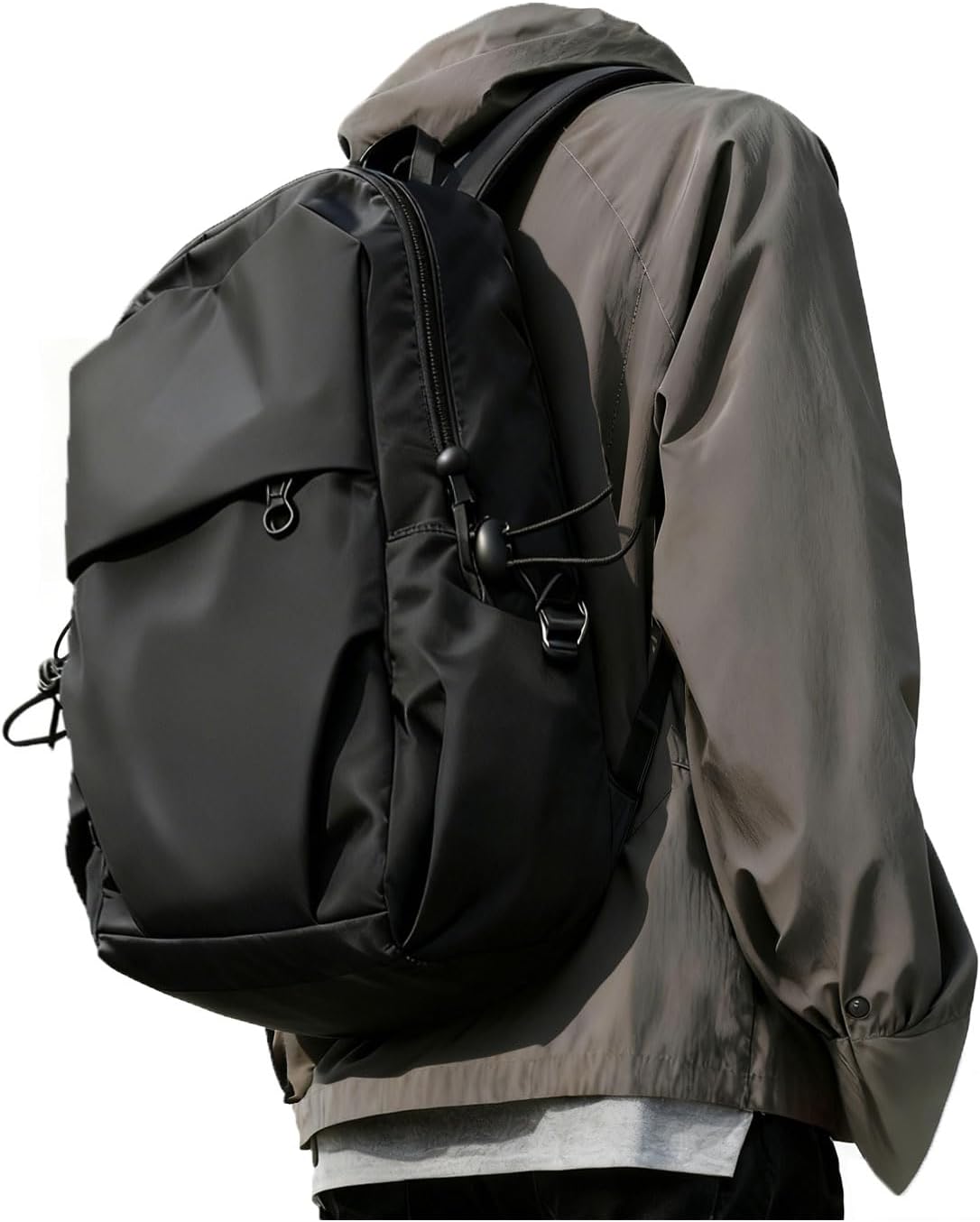 Small Black Sling Crossbody Backpack Shoulder Bag for Men Women, Lightweight One Strap Back Pack Sling Bag Backpack for Hiking Walking Biking Travel Cycling USB Charger Port-Nylon