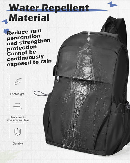 Small Black Sling Crossbody Backpack Shoulder Bag for Men Women, Lightweight One Strap Back Pack Sling Bag Backpack for Hiking Walking Biking Travel Cycling USB Charger Port-Nylon
