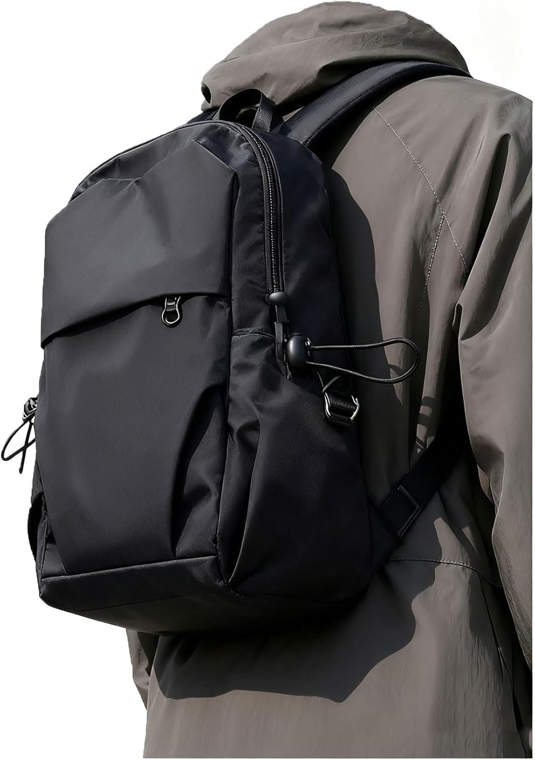 Small Black Sling Crossbody Backpack Shoulder Bag for Men Women, Lightweight One Strap Back Pack Sling Bag Backpack for Hiking Walking Biking Travel Cycling USB Charger Port-Nylon