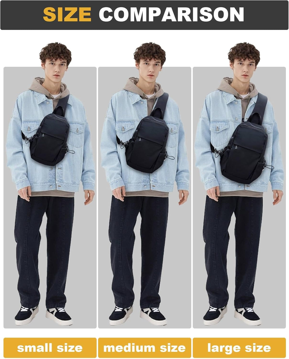 Small Black Sling Crossbody Backpack Shoulder Bag for Men Women, Lightweight One Strap Back Pack Sling Bag Backpack for Hiking Walking Biking Travel Cycling USB Charger Port-Nylon