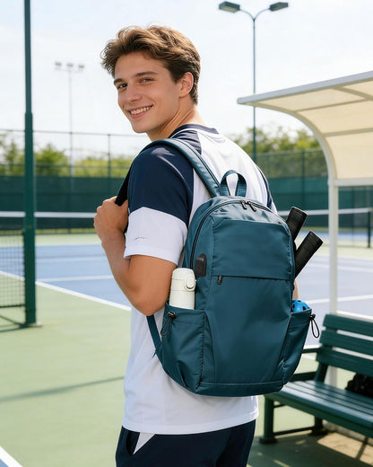 Small Black Sling Crossbody Backpack Shoulder Bag for Men Women, Lightweight One Strap Back Pack Sling Bag Backpack for Hiking Walking Biking Travel Cycling USB Charger Port-Nylon