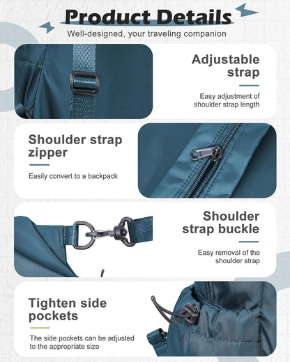 Small Black Sling Crossbody Backpack Shoulder Bag for Men Women, Lightweight One Strap Back Pack Sling Bag Backpack for Hiking Walking Biking Travel Cycling USB Charger Port-Nylon
