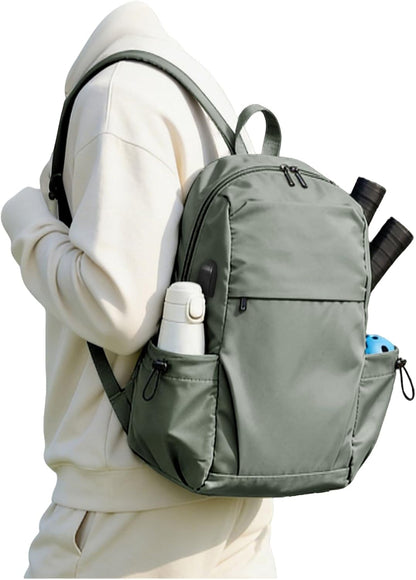 Small Black Sling Crossbody Backpack Shoulder Bag for Men Women, Lightweight One Strap Back Pack Sling Bag Backpack for Hiking Walking Biking Travel Cycling USB Charger Port-Nylon