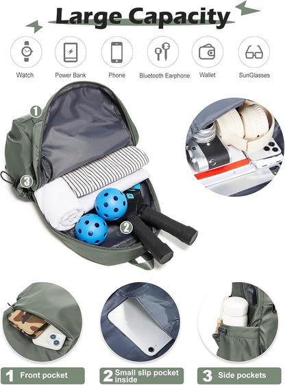 Small Black Sling Crossbody Backpack Shoulder Bag for Men Women, Lightweight One Strap Back Pack Sling Bag Backpack for Hiking Walking Biking Travel Cycling USB Charger Port-Nylon