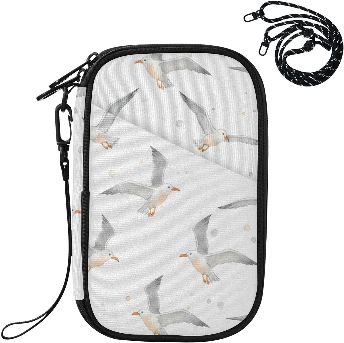 Seagulls Dots White Passport Holder for Travel Wallet | Water Resistant Family Travel Document Pouch Credit Cards Case for Women Men