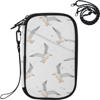 Seagulls Dots White Passport Holder for Travel Wallet | Water Resistant Family Travel Document Pouch Credit Cards Case for Women Men