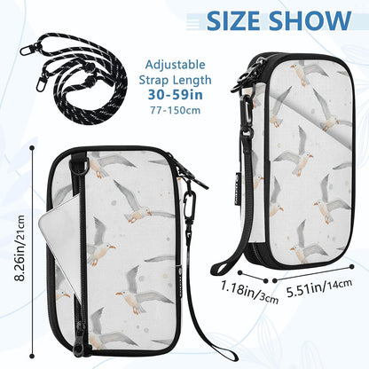 Seagulls Dots White Passport Holder for Travel Wallet | Water Resistant Family Travel Document Pouch Credit Cards Case for Women Men