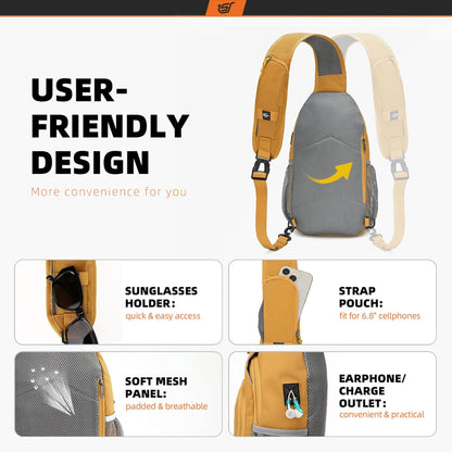 Sling Bag RFID Crossbody Sling Backpack Cross Body Shoulder Bag Travel Hiking Daypack for Women Men(Beige)
