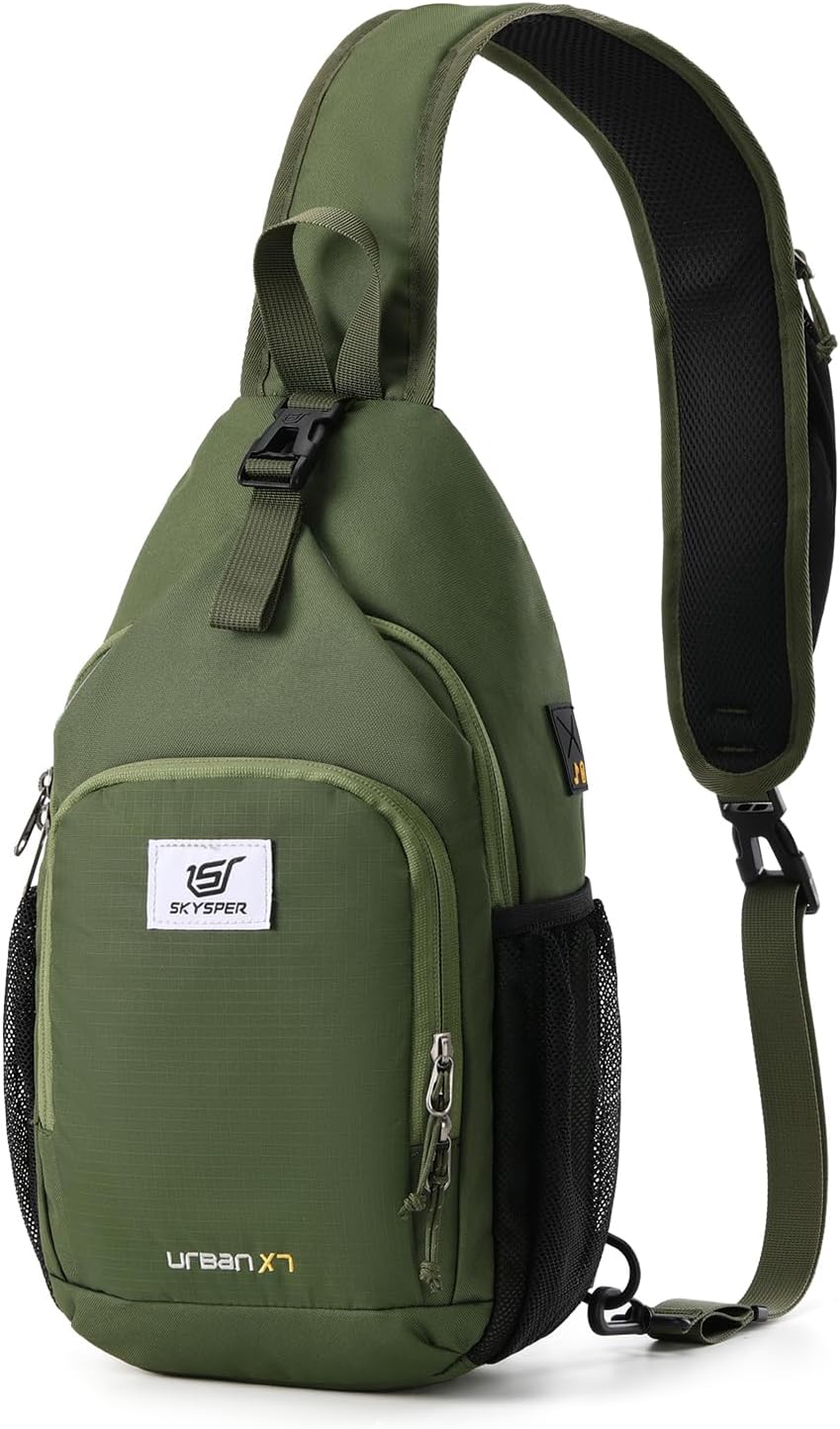 Sling Bag RFID Crossbody Sling Backpack Cross Body Shoulder Bag Travel Hiking Daypack for Women Men(Beige)
