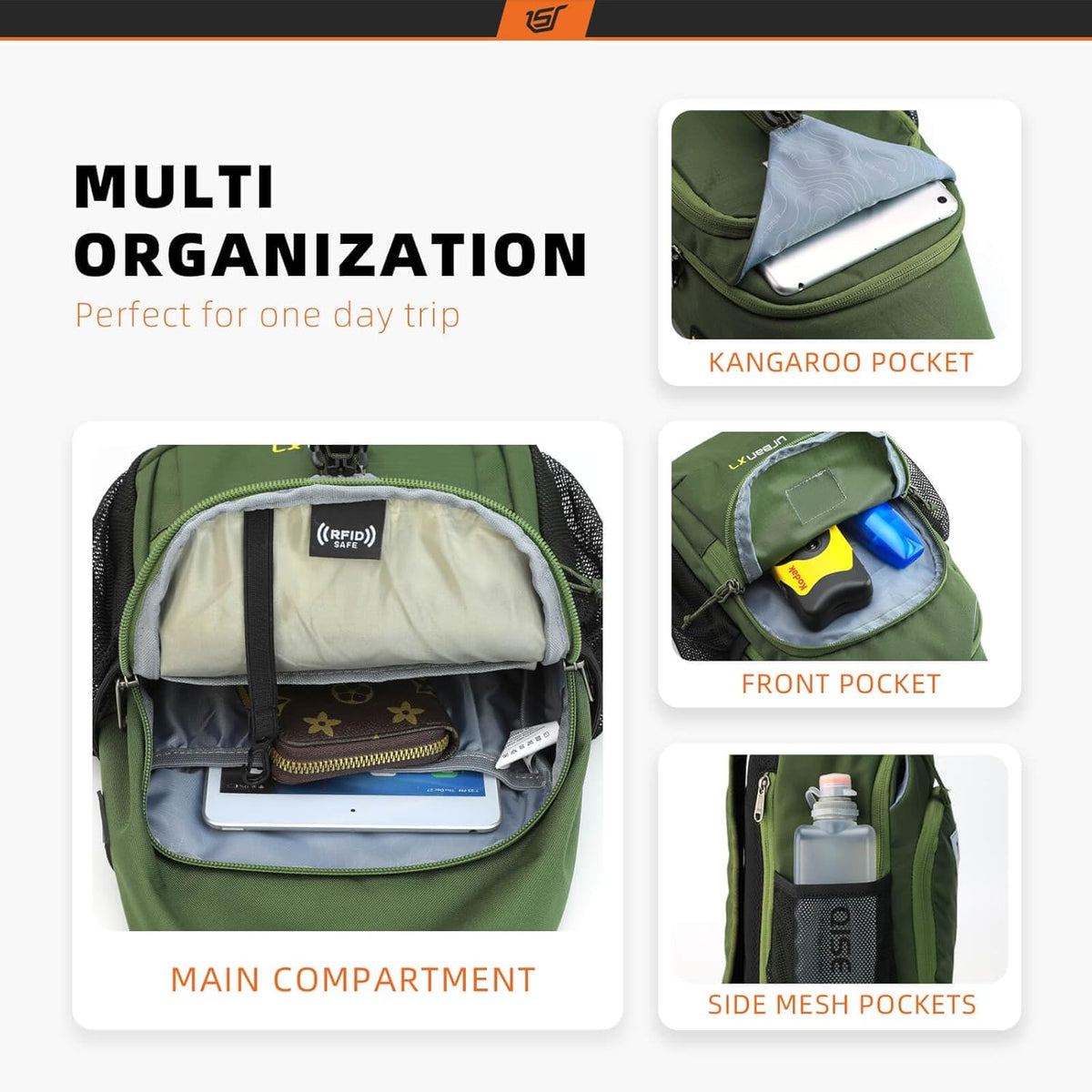 Sling Bag RFID Crossbody Sling Backpack Cross Body Shoulder Bag Travel Hiking Daypack for Women Men(Beige)