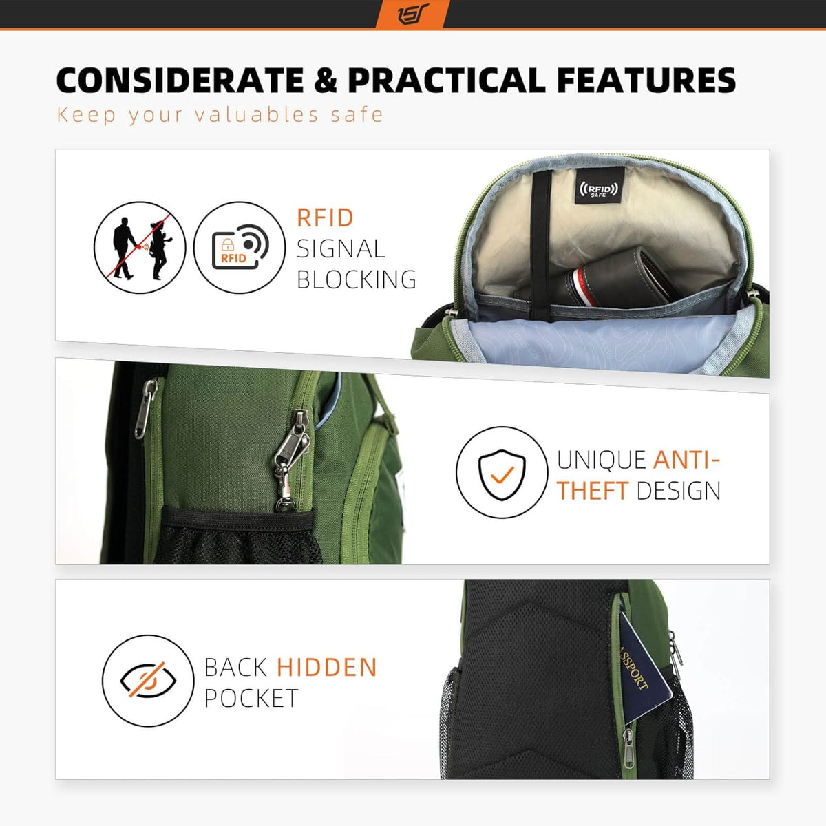 Sling Bag RFID Crossbody Sling Backpack Cross Body Shoulder Bag Travel Hiking Daypack for Women Men(Beige)