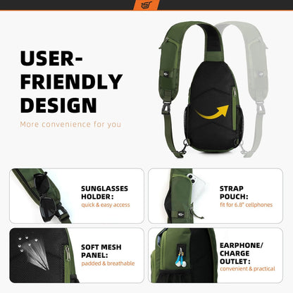 Sling Bag RFID Crossbody Sling Backpack Cross Body Shoulder Bag Travel Hiking Daypack for Women Men(Beige)