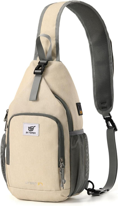 Sling Bag RFID Crossbody Sling Backpack Cross Body Shoulder Bag Travel Hiking Daypack for Women Men(Beige)
