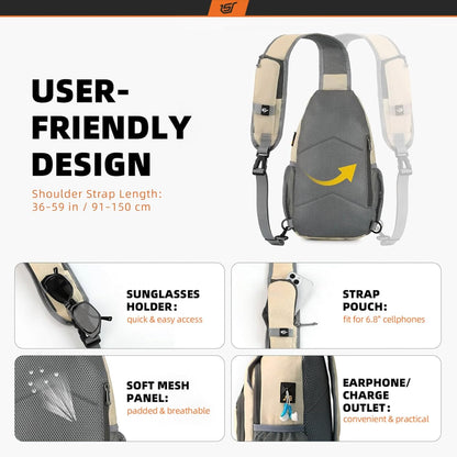 Sling Bag RFID Crossbody Sling Backpack Cross Body Shoulder Bag Travel Hiking Daypack for Women Men(Beige)