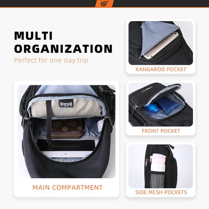 Sling Bag RFID Crossbody Sling Backpack Cross Body Shoulder Bag Travel Hiking Daypack for Women Men(Beige)