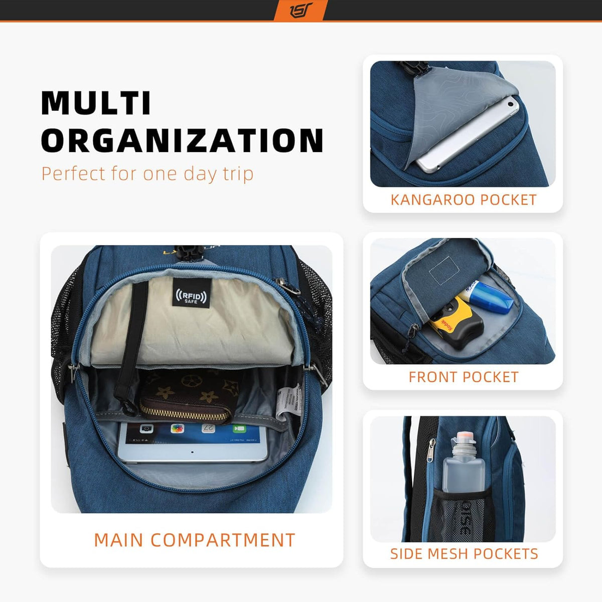 Sling Bag RFID Crossbody Sling Backpack Cross Body Shoulder Bag Travel Hiking Daypack for Women Men(Beige)