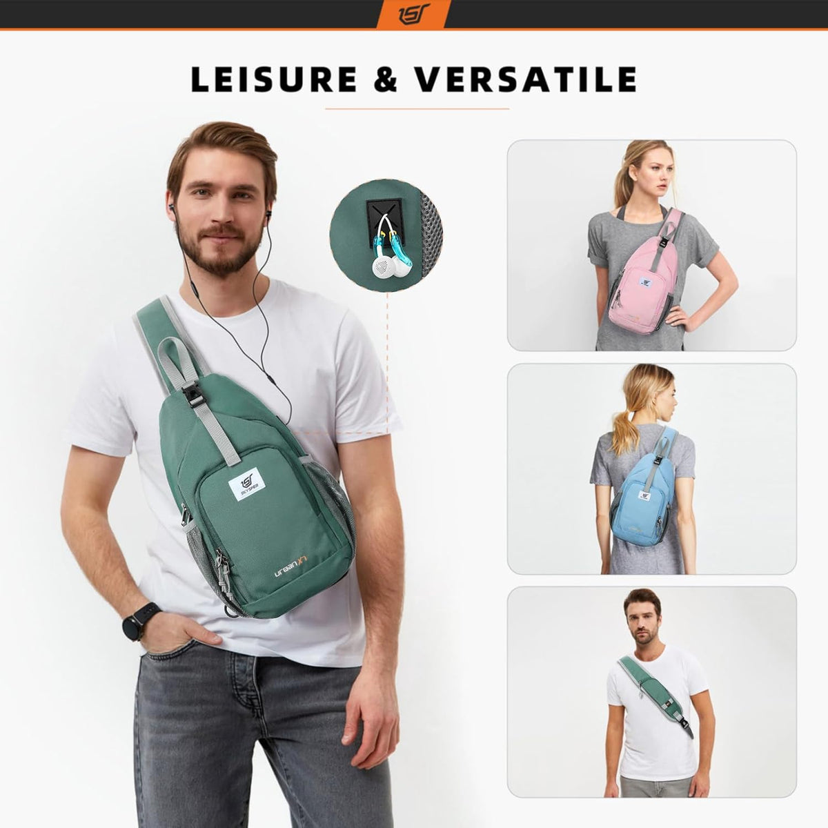 Sling Bag RFID Crossbody Sling Backpack Cross Body Shoulder Bag Travel Hiking Daypack for Women Men(Beige)