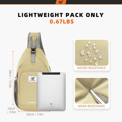 Sling Bag RFID Crossbody Sling Backpack Cross Body Shoulder Bag Travel Hiking Daypack for Women Men(Beige)