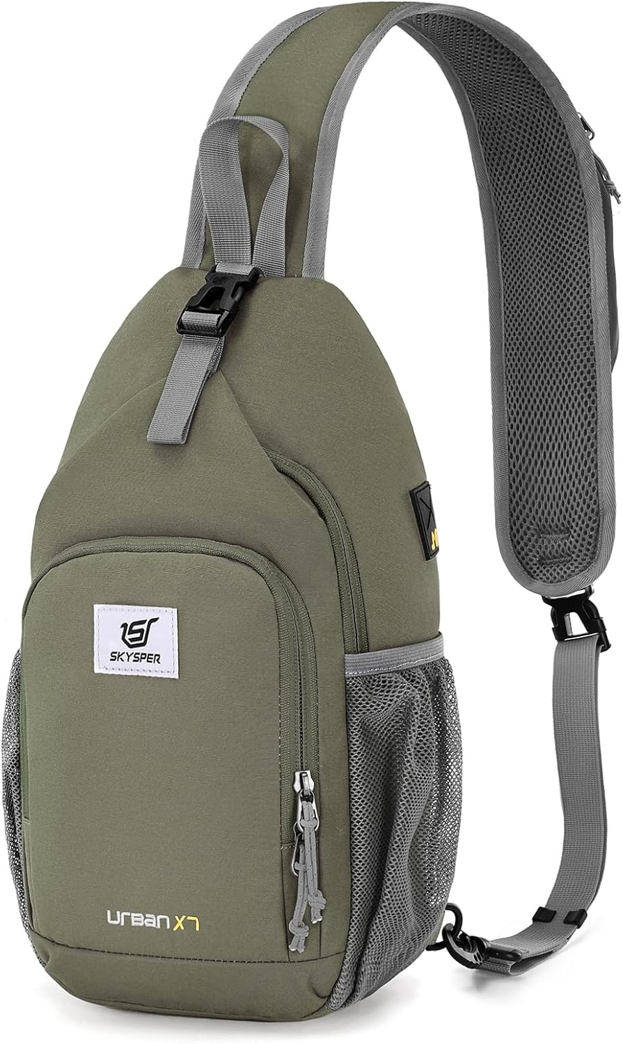 Sling Bag RFID Crossbody Sling Backpack Cross Body Shoulder Bag Travel Hiking Daypack for Women Men(Beige)