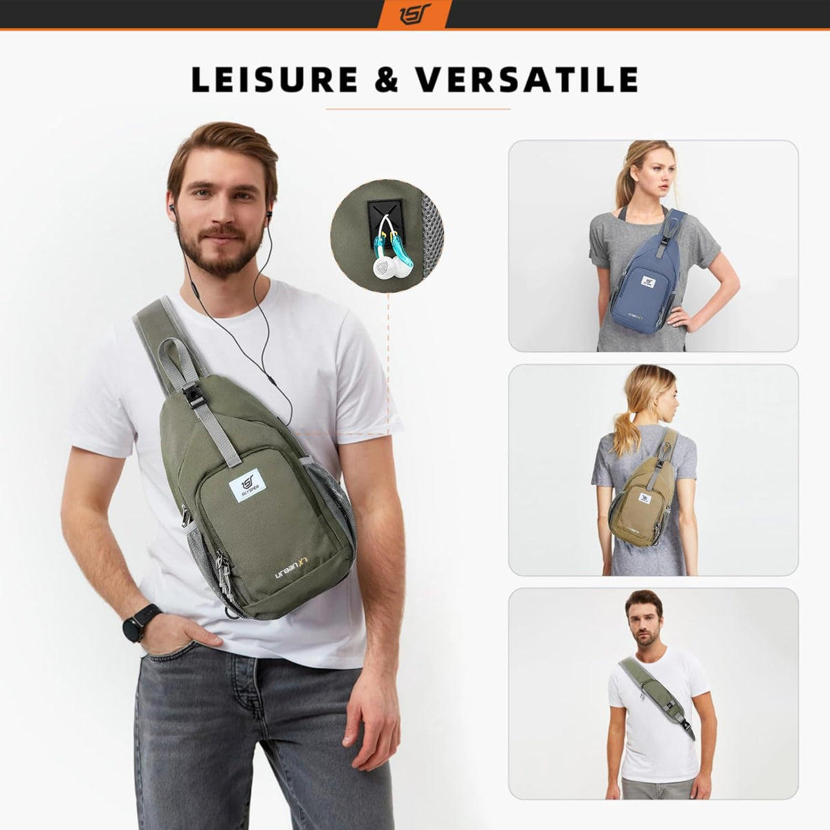 Sling Bag RFID Crossbody Sling Backpack Cross Body Shoulder Bag Travel Hiking Daypack for Women Men(Beige)