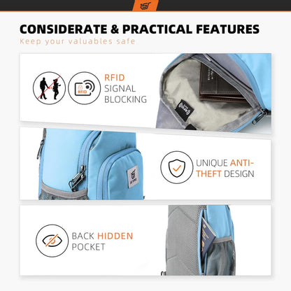 Sling Bag RFID Crossbody Sling Backpack Cross Body Shoulder Bag Travel Hiking Daypack for Women Men(Beige)