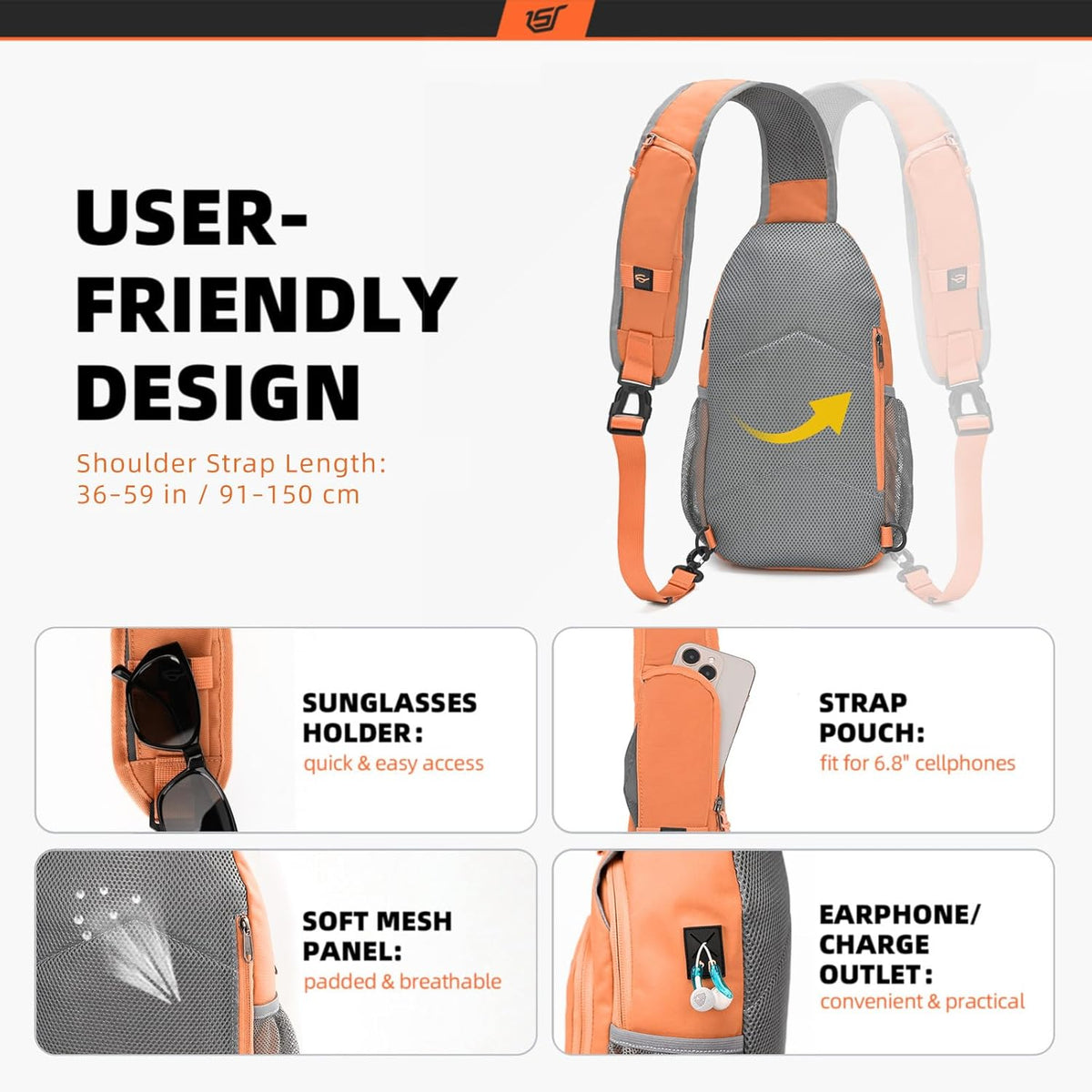 Sling Bag RFID Crossbody Sling Backpack Cross Body Shoulder Bag Travel Hiking Daypack for Women Men(Beige)