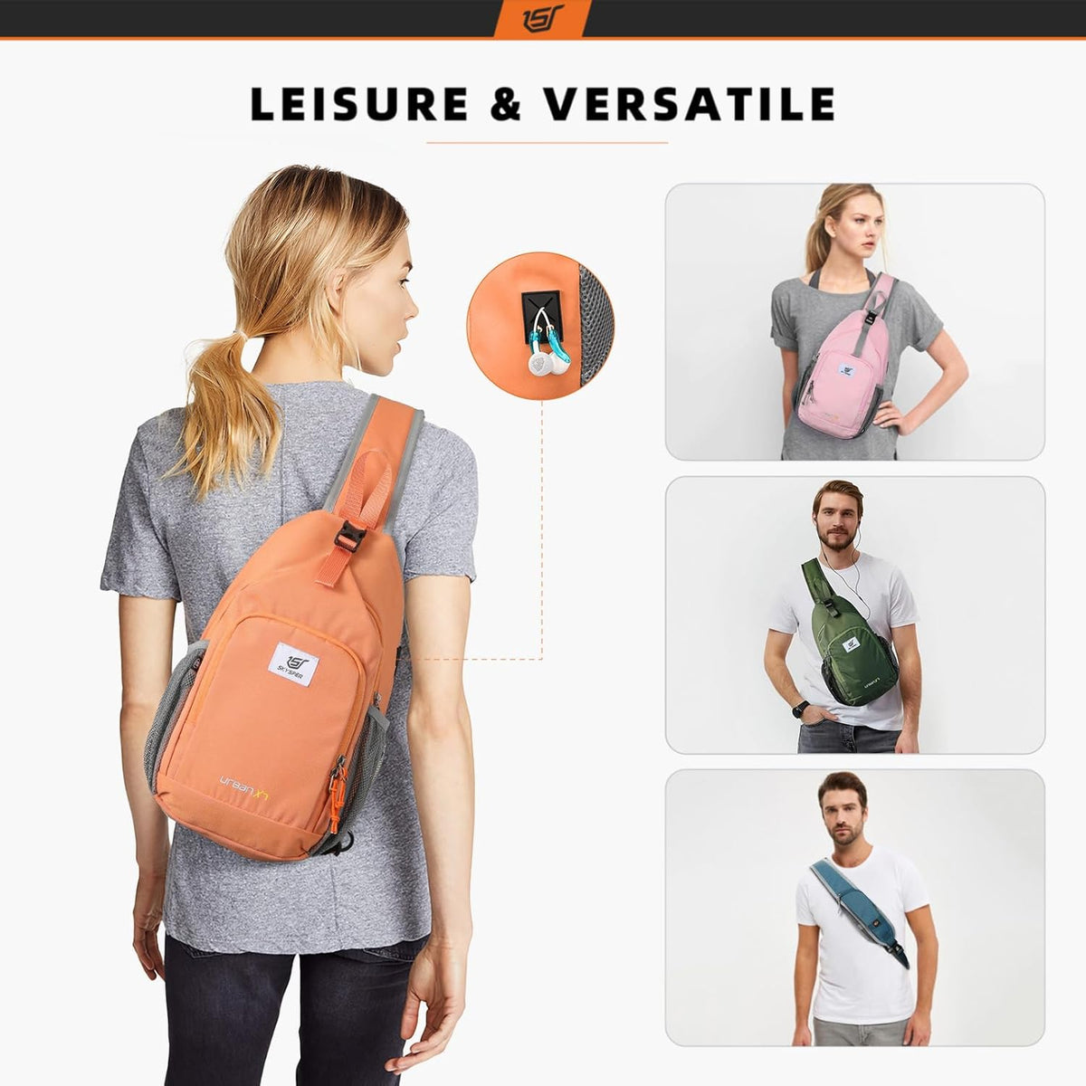 Sling Bag RFID Crossbody Sling Backpack Cross Body Shoulder Bag Travel Hiking Daypack for Women Men(Beige)