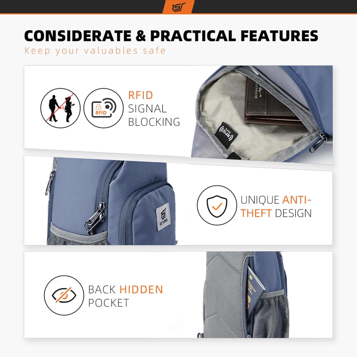 Sling Bag RFID Crossbody Sling Backpack Cross Body Shoulder Bag Travel Hiking Daypack for Women Men(Beige)