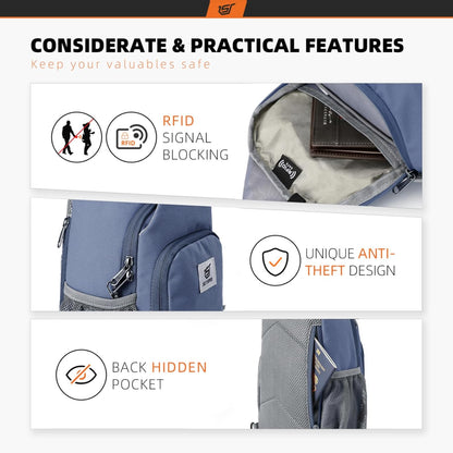 Sling Bag RFID Crossbody Sling Backpack Cross Body Shoulder Bag Travel Hiking Daypack for Women Men(Beige)