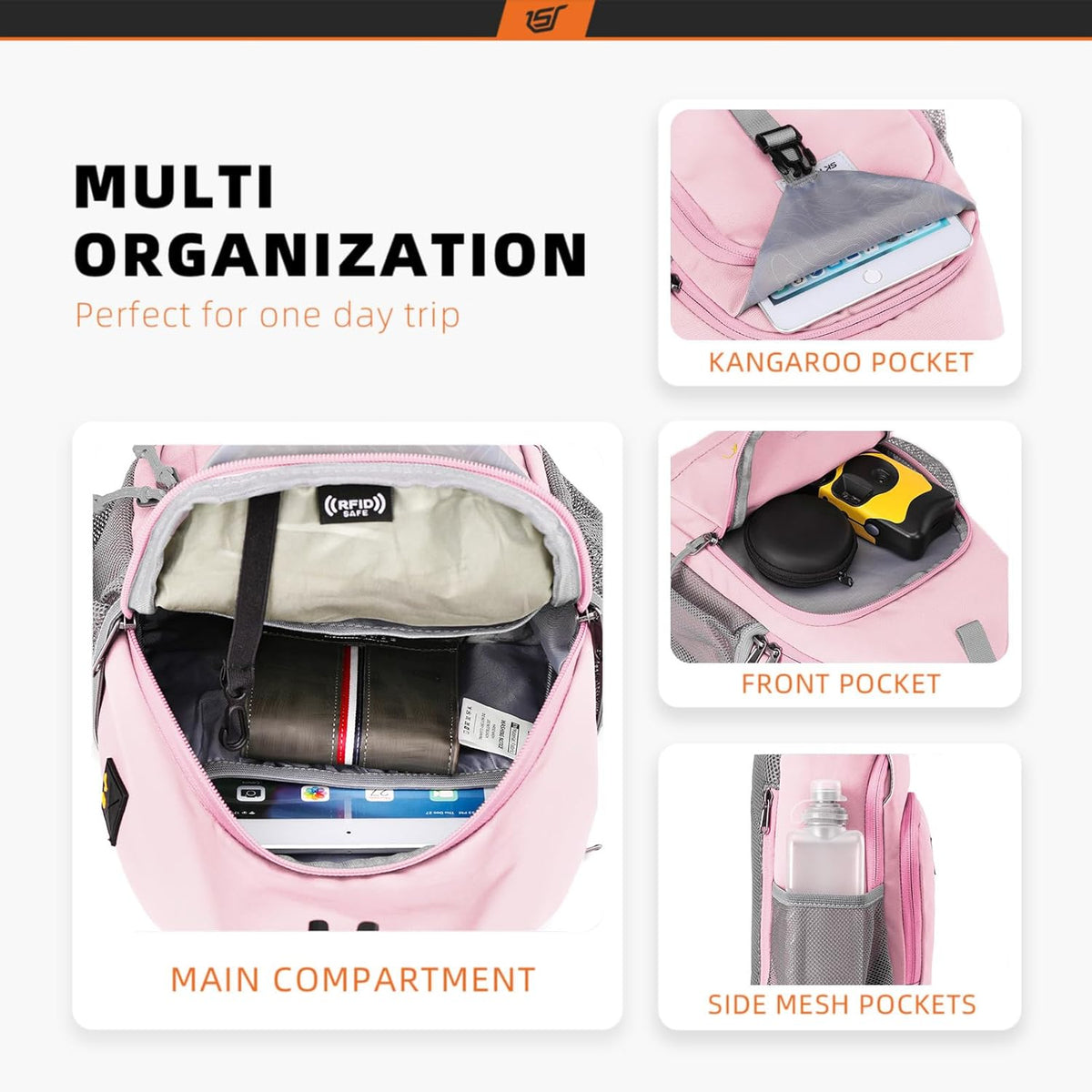 Sling Bag RFID Crossbody Sling Backpack Cross Body Shoulder Bag Travel Hiking Daypack for Women Men(Beige)
