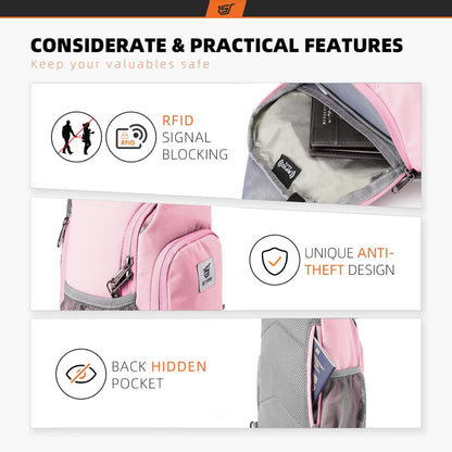 Sling Bag RFID Crossbody Sling Backpack Cross Body Shoulder Bag Travel Hiking Daypack for Women Men(Beige)