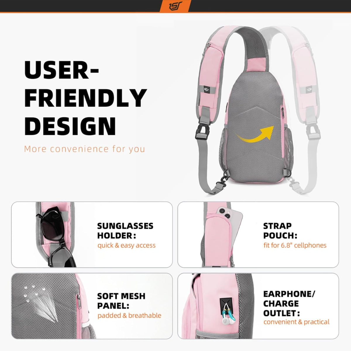 Sling Bag RFID Crossbody Sling Backpack Cross Body Shoulder Bag Travel Hiking Daypack for Women Men(Beige)