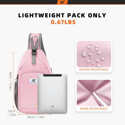 Sling Bag RFID Crossbody Sling Backpack Cross Body Shoulder Bag Travel Hiking Daypack for Women Men(Beige)