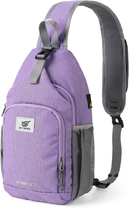 Sling Bag RFID Crossbody Sling Backpack Cross Body Shoulder Bag Travel Hiking Daypack for Women Men(Beige)