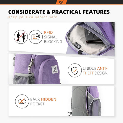 Sling Bag RFID Crossbody Sling Backpack Cross Body Shoulder Bag Travel Hiking Daypack for Women Men(Beige)