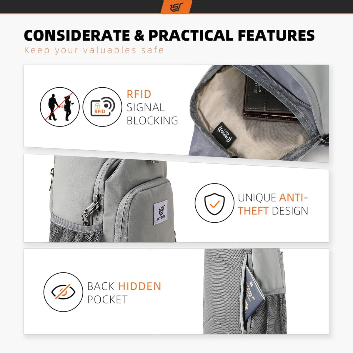 Sling Bag RFID Crossbody Sling Backpack Cross Body Shoulder Bag Travel Hiking Daypack for Women Men(Beige)