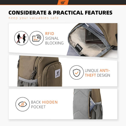 Sling Bag RFID Crossbody Sling Backpack Cross Body Shoulder Bag Travel Hiking Daypack for Women Men(Beige)