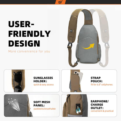 Sling Bag RFID Crossbody Sling Backpack Cross Body Shoulder Bag Travel Hiking Daypack for Women Men(Beige)