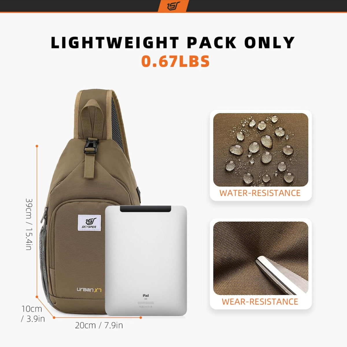 Sling Bag RFID Crossbody Sling Backpack Cross Body Shoulder Bag Travel Hiking Daypack for Women Men(Beige)