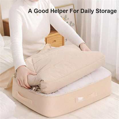 Ultra Space Saving Self Compression Organizer, Portable Heavy Duty Moving Bags, Compression Packing Cubes for Travel, Large Capacity Foldable Clothes Storage Bag with Zipper (Grey Blue, Small)
