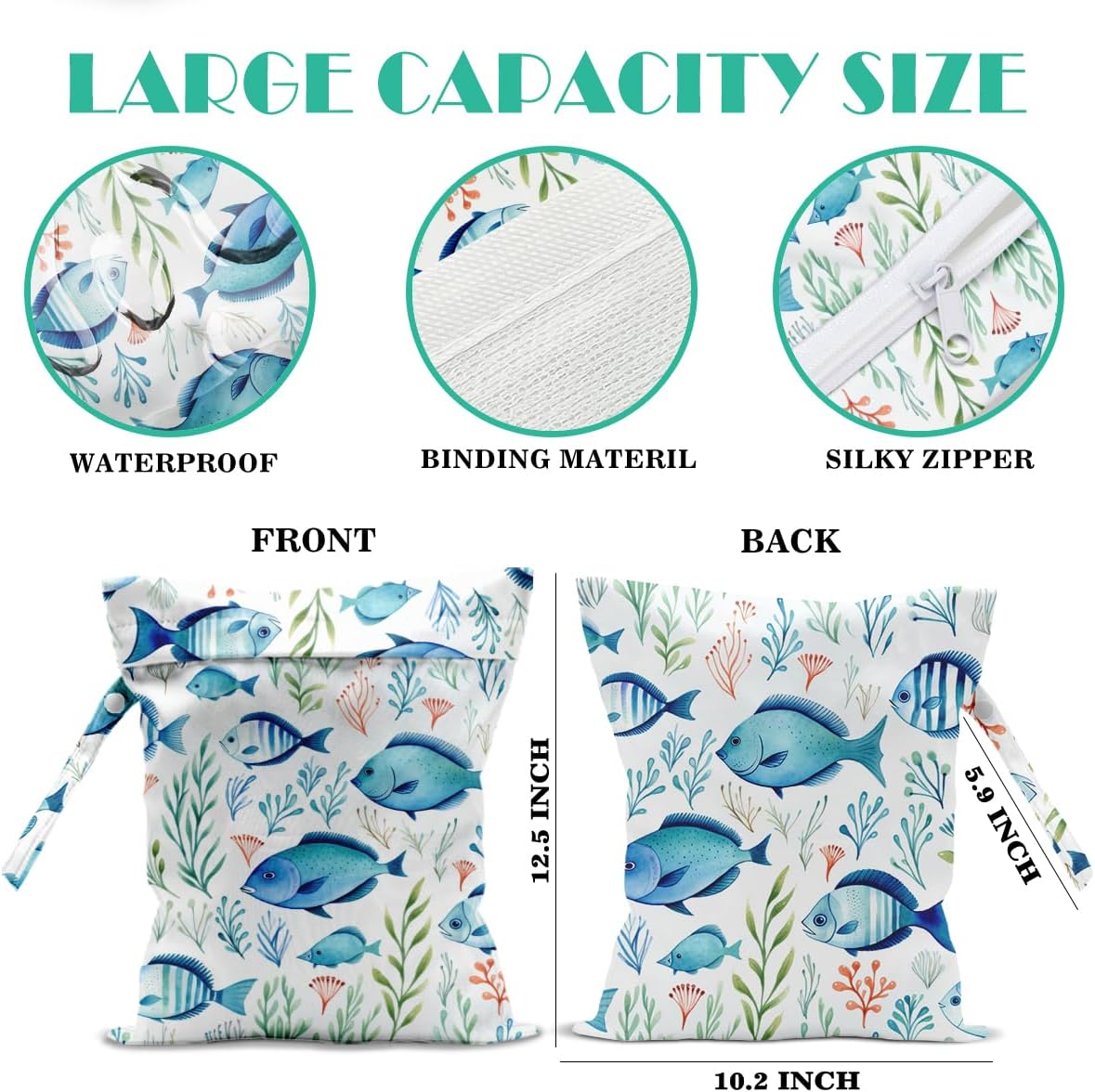 Beach Bags Waterproof Sandproof Large Beach Bag Wet Dry Bags Wet Clothes Bag With Zipper for Swimsuits Travel