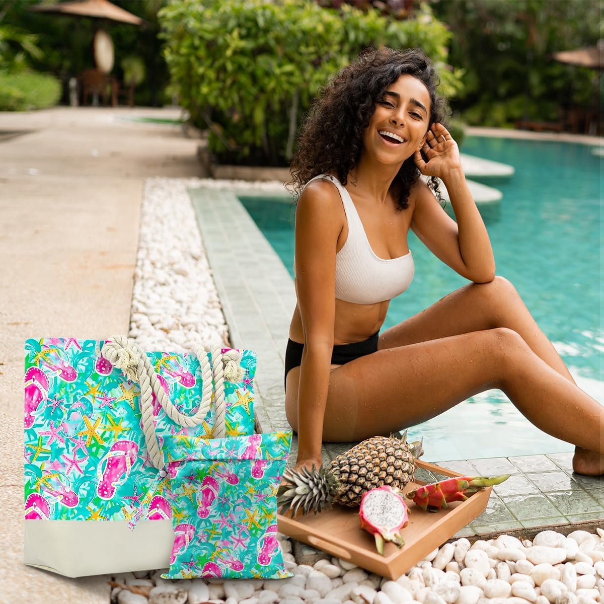 Beach Bags Waterproof Sandproof Large Beach Bag Wet Dry Bags Wet Clothes Bag With Zipper for Swimsuits Travel