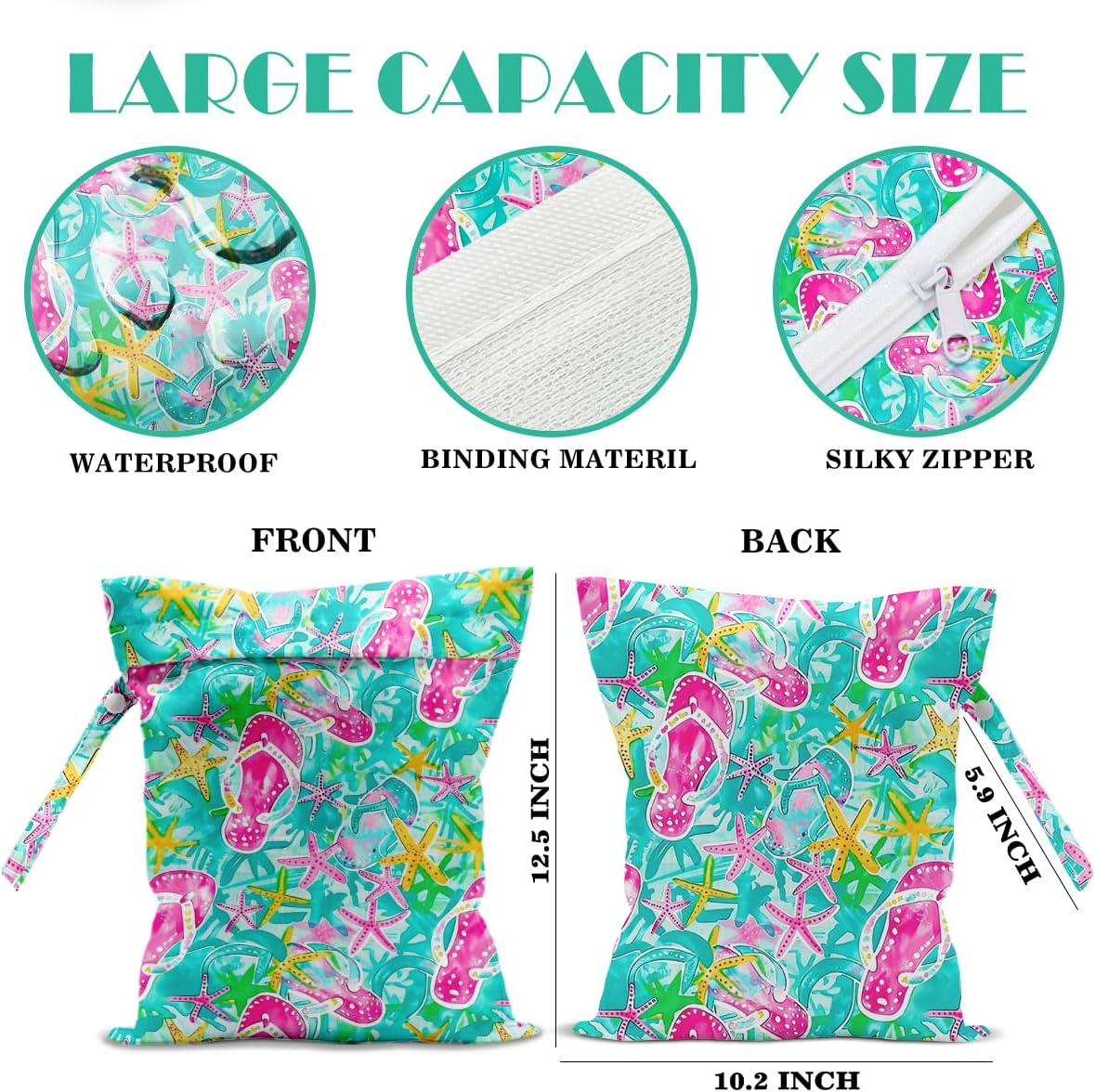Beach Bags Waterproof Sandproof Large Beach Bag Wet Dry Bags Wet Clothes Bag With Zipper for Swimsuits Travel